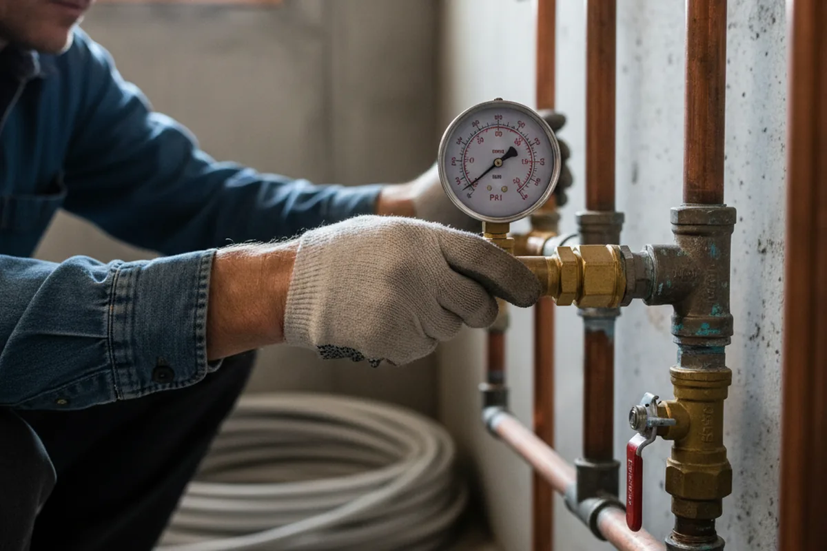 Pressure testing a repaired line during Water Line Repair in Cranberry Township